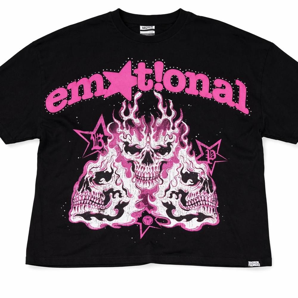 Broken Promises Co. Emotional Flaming Skulls Graphic Tee Unisex M EUC Streetwear - Picture 2 of 13